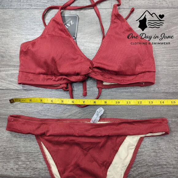 Zaful High Cut Ribbed Strappy Back Bikini Swimsuit Size 6 - Picture 2 of 4